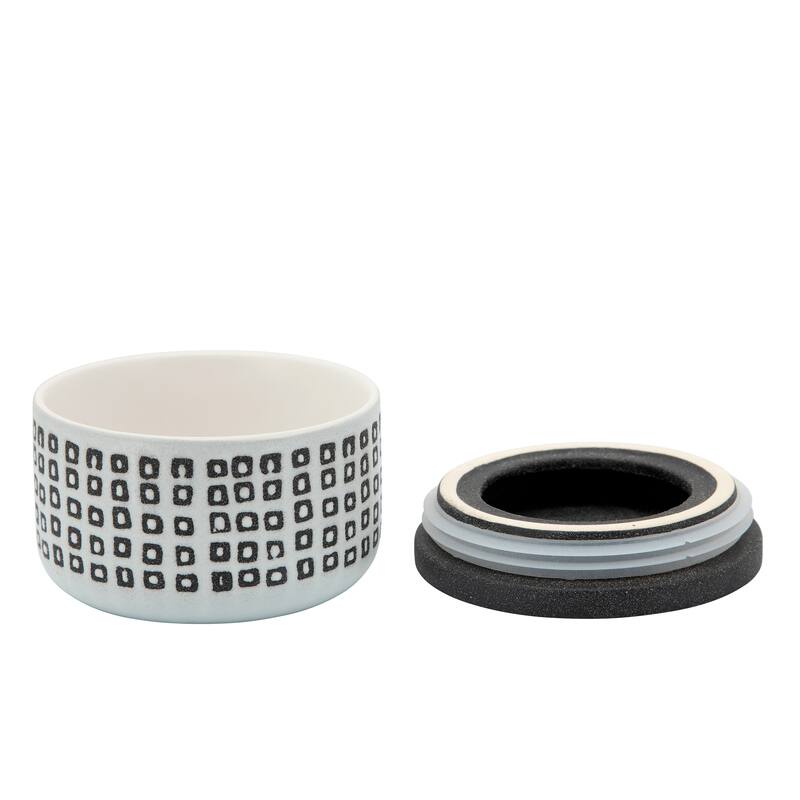 Ceramic 5" Covered Dotted Jar, Black 3"H - 5.0" x 5.0" x 3.0"