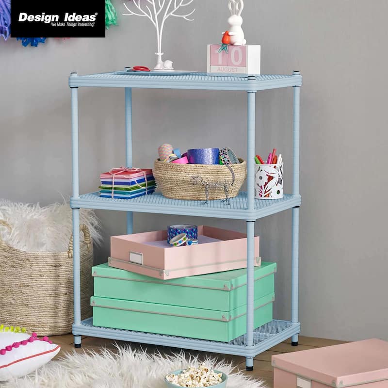 Design Ideas MeshWorks 3 Tier Full-Size Metal Storage Shelving Unit Rack, White