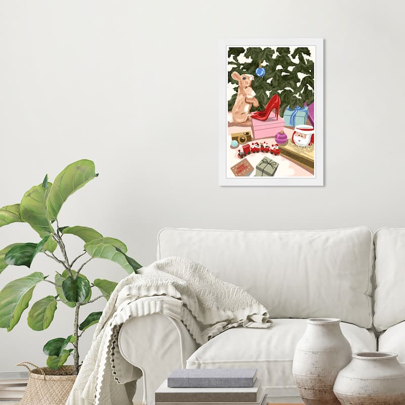 Wynwood Studio Prints Holiday and Seasonal Gifts under the Christmas Tree Green and Dark Green Farmhouse Wall Art Canvas Print - White