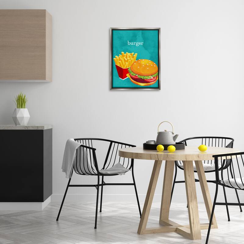 Stupell Satisfying Burger & Fries Framed Floater Canvas Wall Art Design By Kim Allen