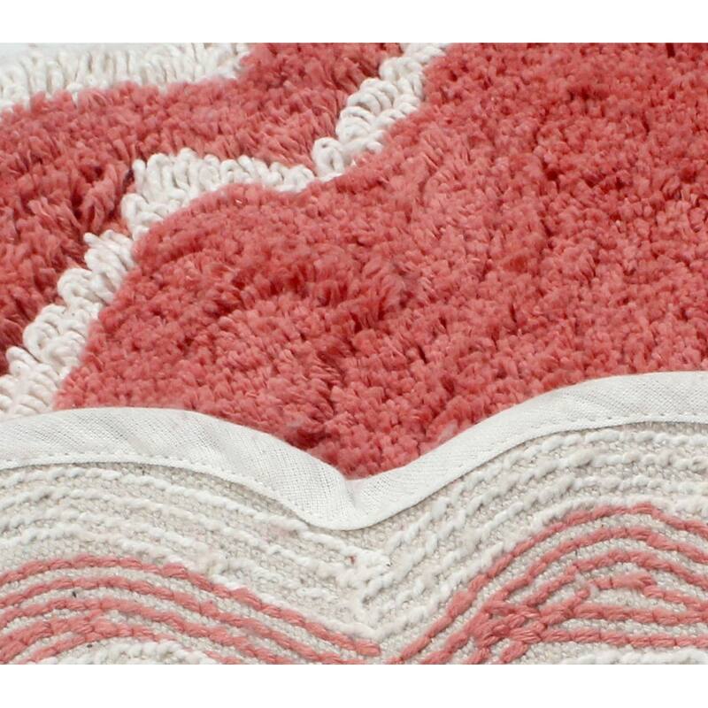 Allure Collection 100% Cotton Non-Slip Bathroom Rug Set, 3 Piece Machine Washable- Bathroom Rug, Bath Rug, U Shaped Contour