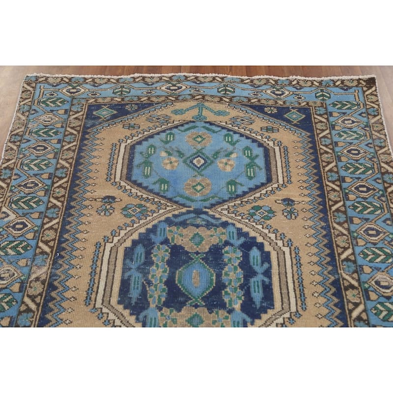 Bakhtiari Persian Vintage Area Rug Hand-Knotted Geometric Wool Carpet - 4'7"x 6'6"