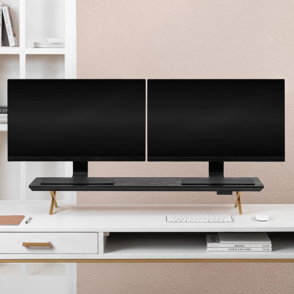 Jani Wood Monitor Stand Riser Desk - Ergonomic Design Stand, Desktop Organizer Table for Home, Office Workspace, Gaming Desk