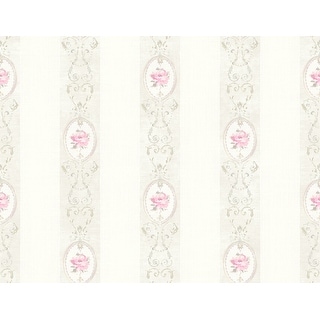 Flower Stripe Paper Non-Pasted Wallpaper Roll