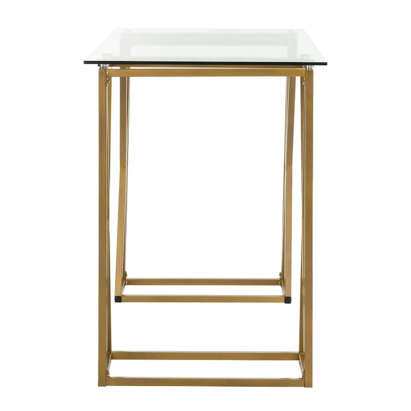 Silver Manilla Orchid Gold Glass Top Desk