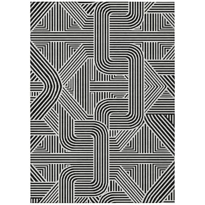 Machine Washable Indoor/ Outdoor Chantille Contemporary Geo Rug