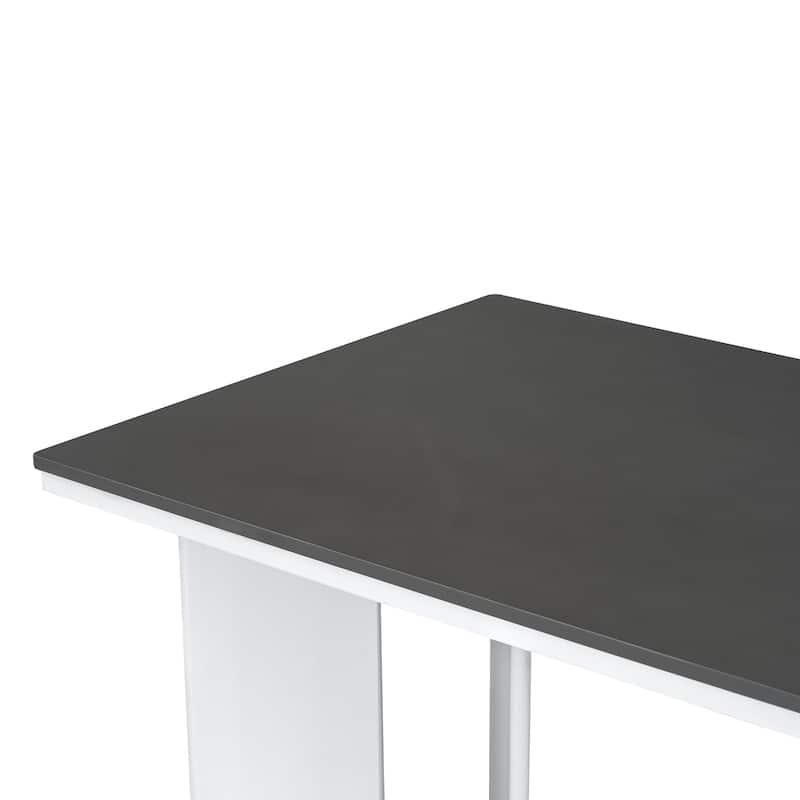 Modern 7-Piece Dining Table Set with 6 Upholstered Dining Chairs, Dark Gray+White