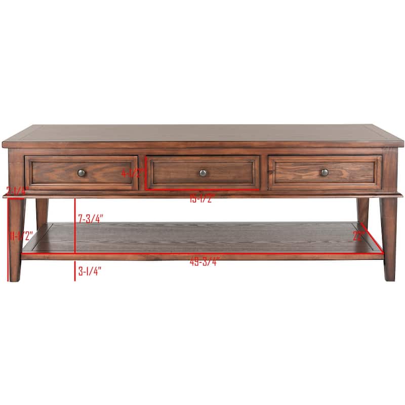 SAFAVIEH Manelin Sepia Traditional Rectangle Coffee Table - 54" x 23.6" x 19.3"