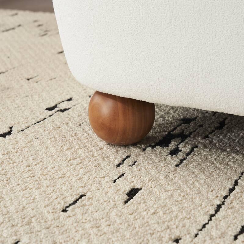 Modern Low Back Accent Chair, Upholstered Armless Living Room Lounge Chairs with Round Pine Wood Feet for Bedroom