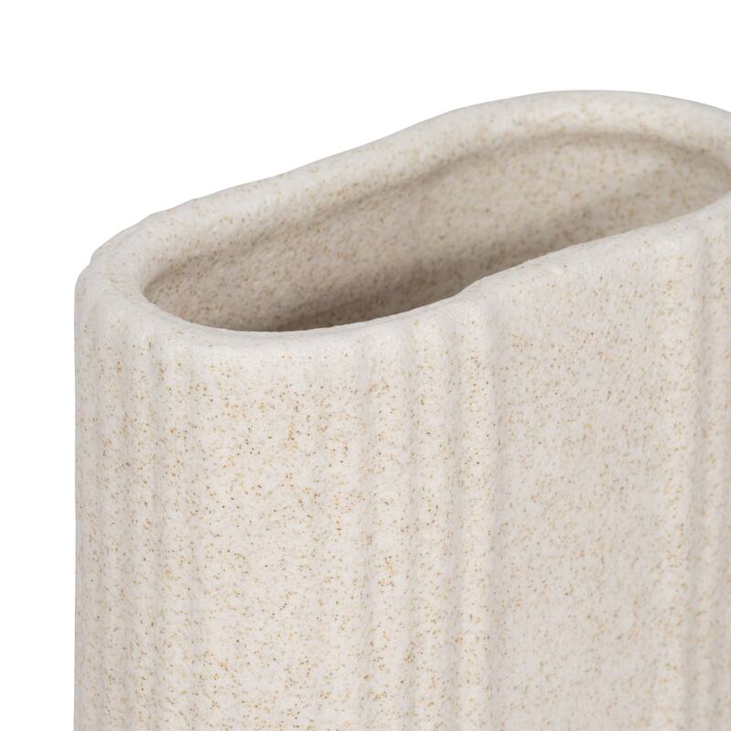 Sagebrook Home 8-inch Ivory Ceramic Speckled Sand Upside Down Arch Vase