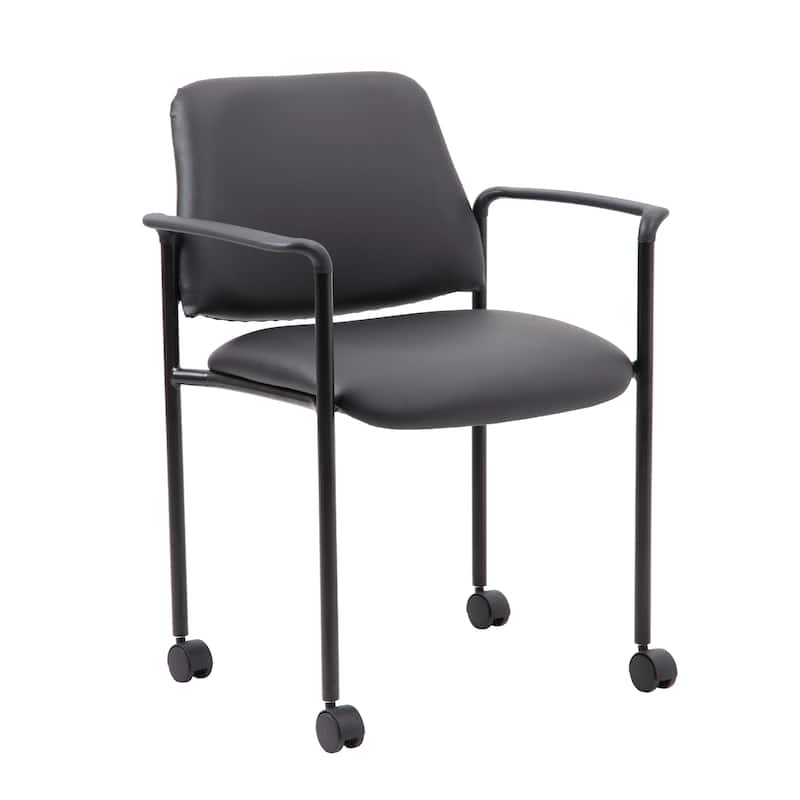 Jill Diamond Stacking Chair, Hooded Wheels, Waterfall Seat, Black Vinyl