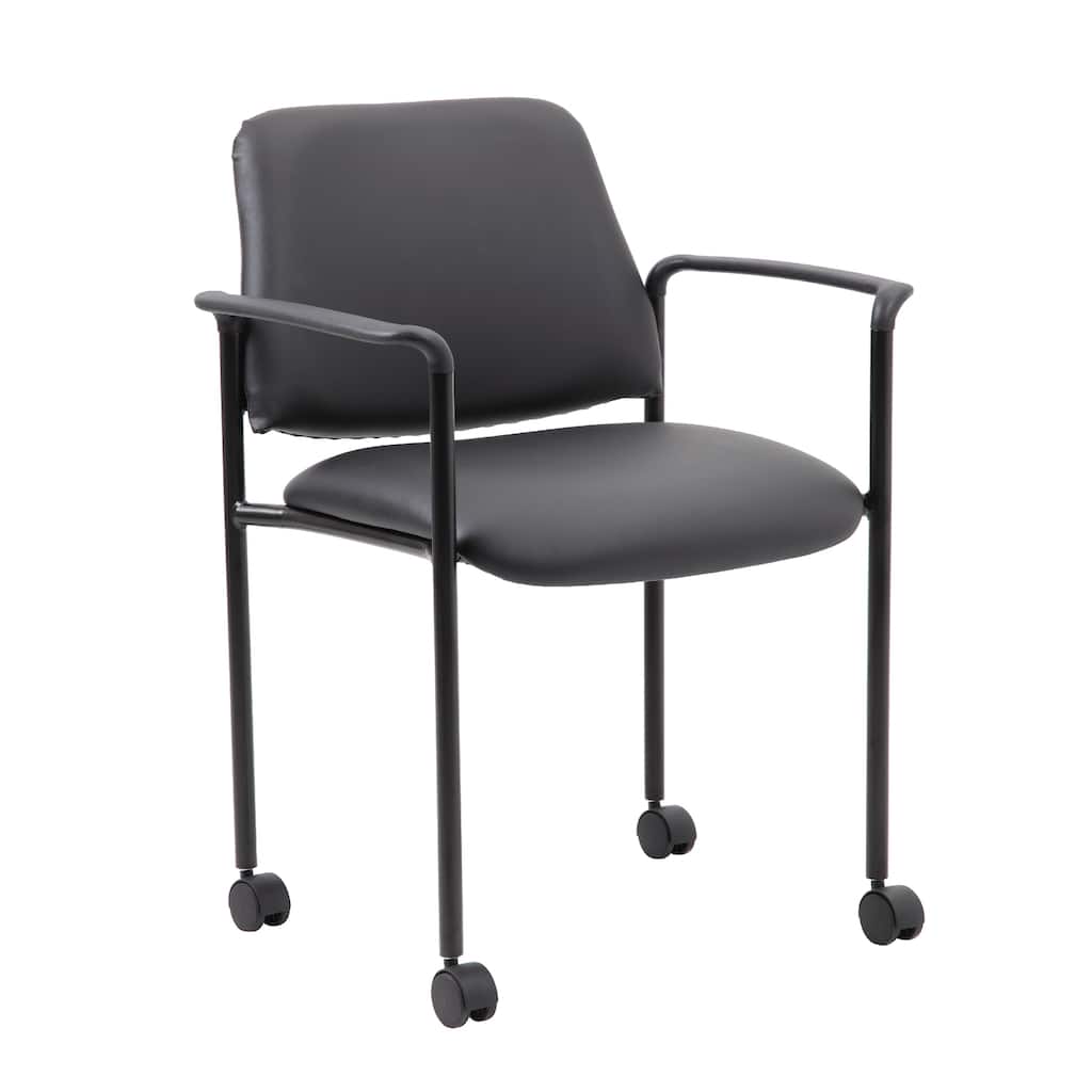 Jill Diamond Stacking Chair, Hooded Wheels, Waterfall Seat, Black Vinyl