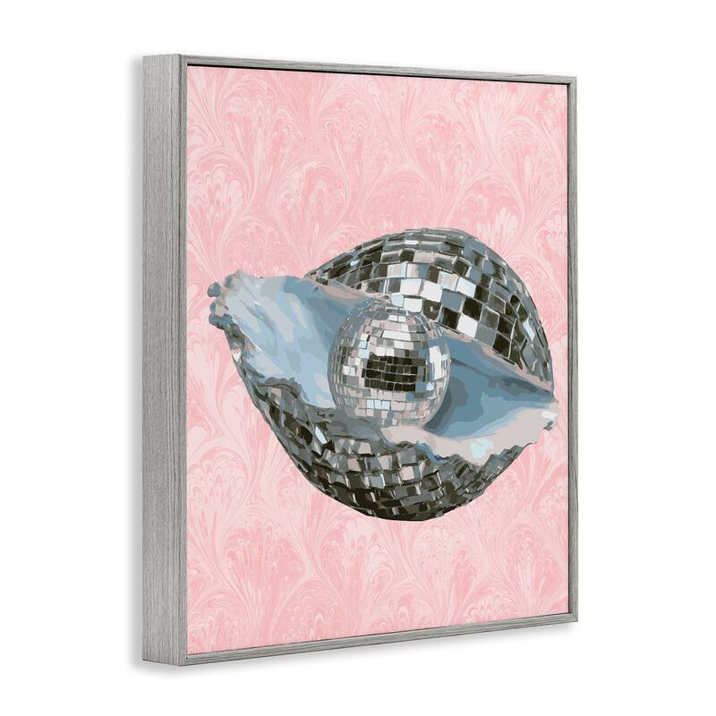 Stupell Disco Oyster on Pink Framed Giclee Art Design By Lil' Rue