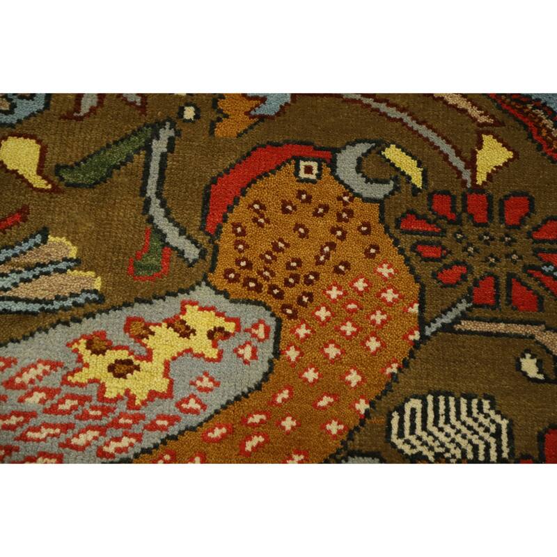 Hand Knotted Oriental 100% Wool Carpet Traditional All-Over Green Ziegler Area Rug - 9' 11'' X 7' 10''