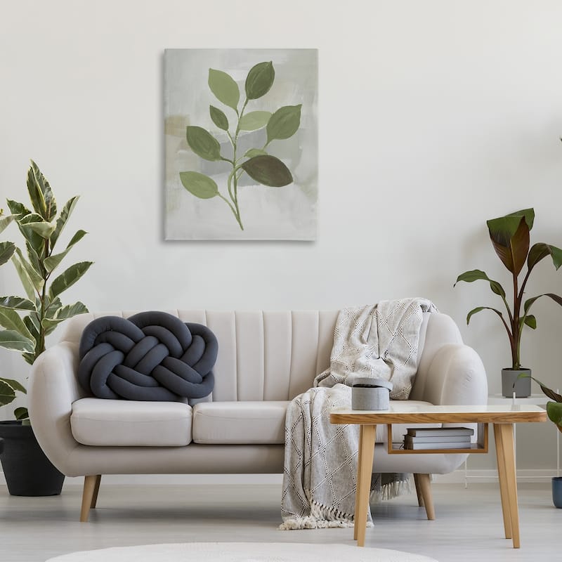 Stupell Leaf Sprigs over Grey Canvas Wall Art Design By Lanie Loreth