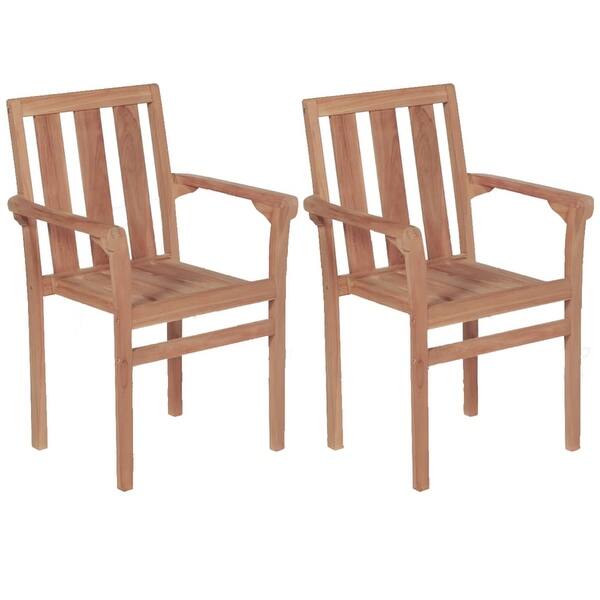 Shop Vidaxl Stacking Garden Chairs 2 Pcs Solid Teak Wood Free