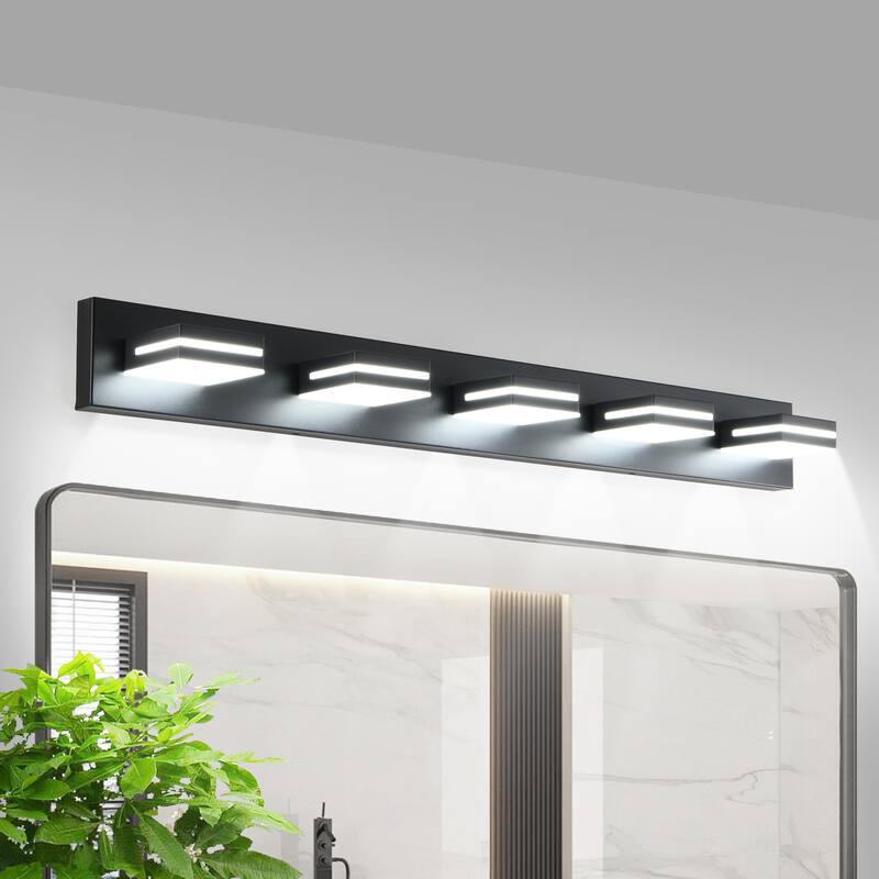 Modern LED Vanity Light, 5-Lights Wall Sconce for Bathroom and Mirror, Sleek Minimalist Design, Energy-Efficient