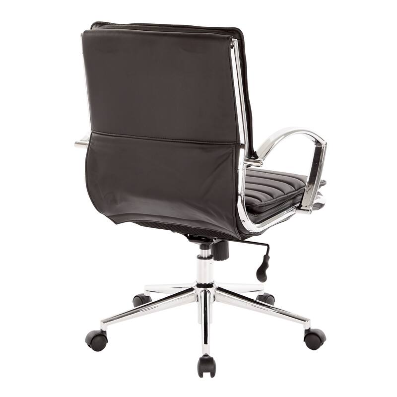 Faux Leather Chair/ Chrome Base Mid-back Professional Managers Chair w/ Removable Sleeves