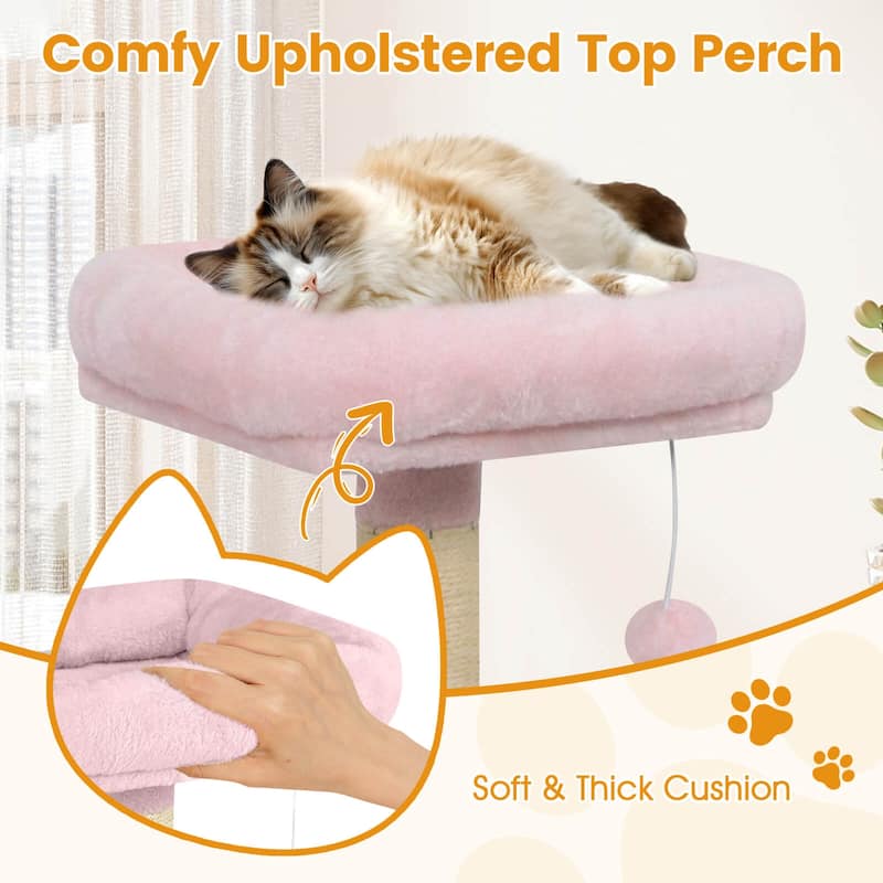 Costway 58” Tall Multi-level Cat Tree with Upholstered Perch & Cat - See Details