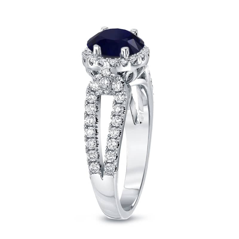 Auriya 14k Gold 1/2ct Modern Sapphire and Diamond Halo Engagement Ring 1/2ctw