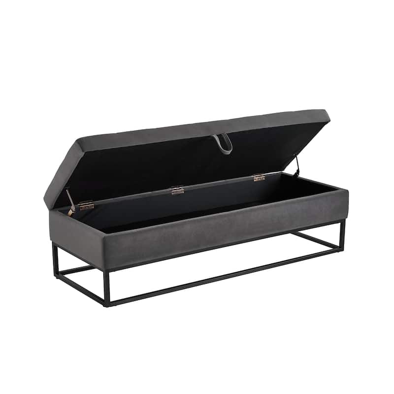 58.6" Bed Bench Metal Base with Storage Velvet Space-Saving Sofas for Living Room, Apartment and Office
