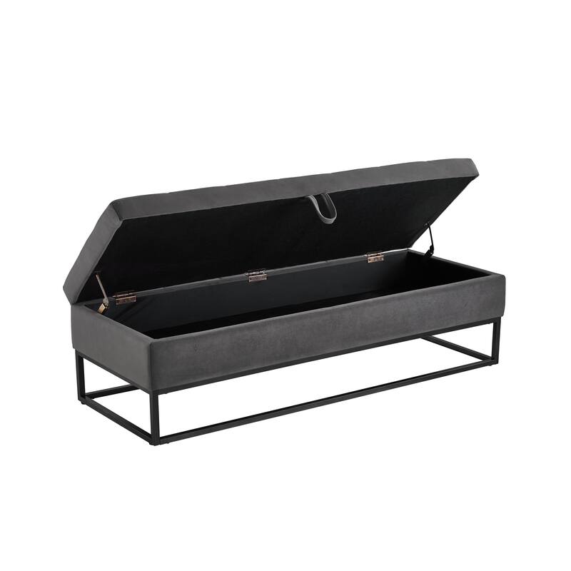 58.6" Bed Bench Metal Base with Storage
