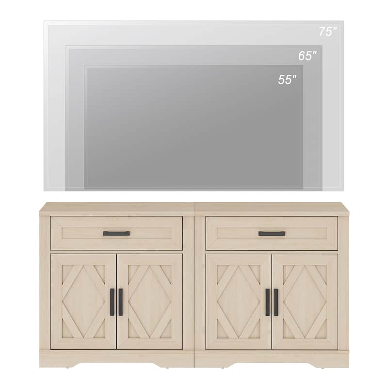 Farmhouse Entertainment Center with Storage Barn Door Cabinet for 50"-130" TVs