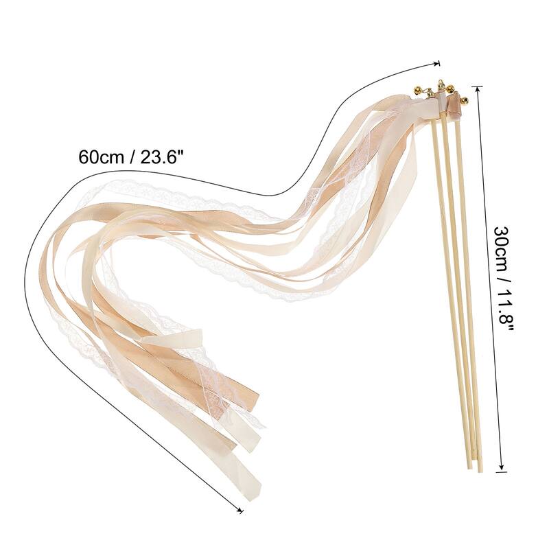 25Pcs Lace Silk Ribbon Fairy Sticks Wands for Wedding Party
