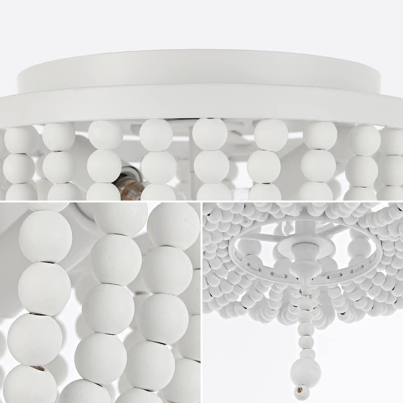 Allie Wood Beaded/Metal LED Flush Mount, by JONATHAN Y
