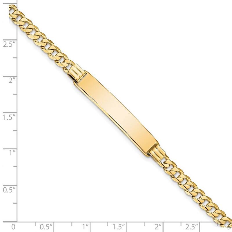 Curata 7mm 14k Yellow Gold Engravable Curb Link ID Bracelet