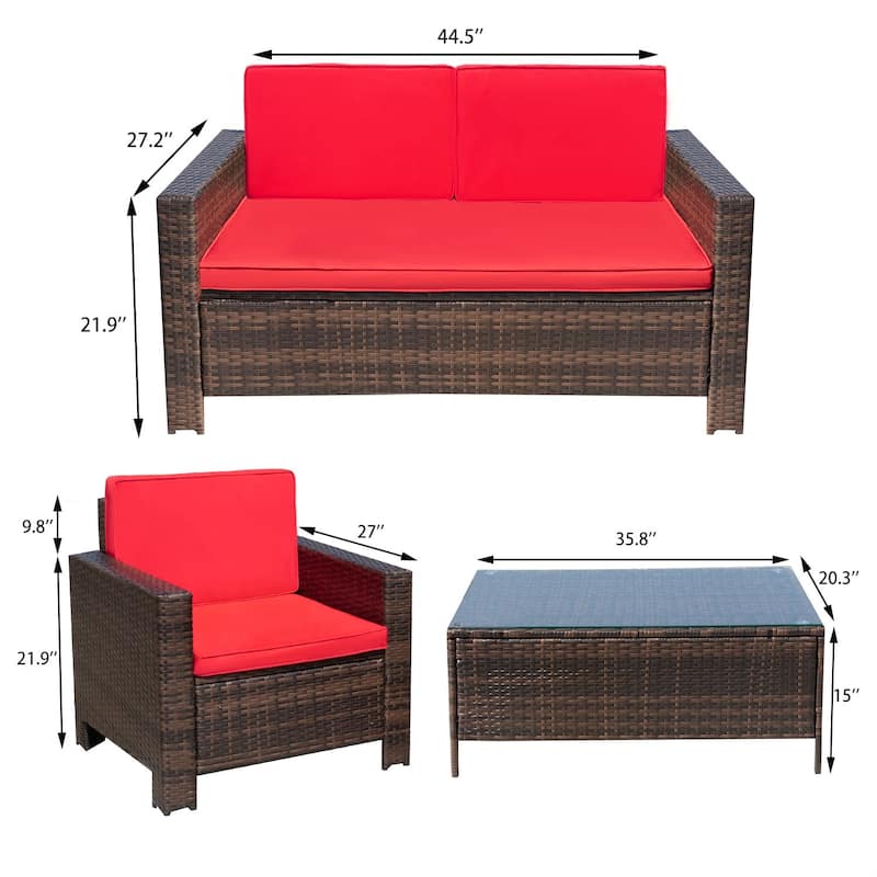 Homall Rattan Steel/ PE Rattan 4-piece Outdoor Patio Furniture Set