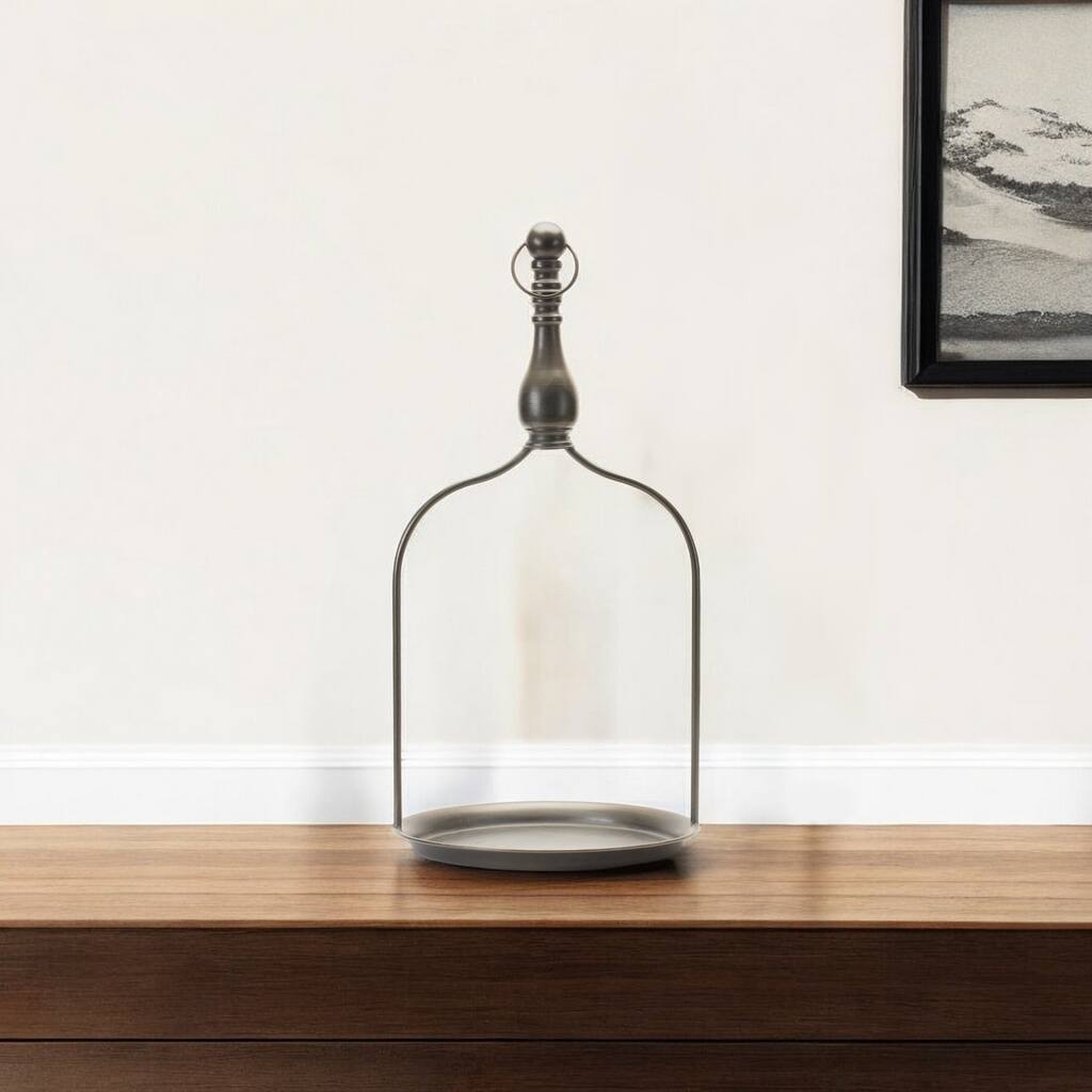 24" Brown Metal Tabletop Dish Candle Holder - One Size