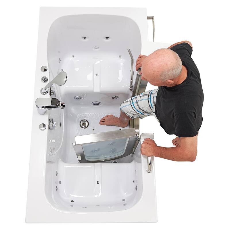 Ella Companion 32"x60" Air, Hydro, & Independent Foot Massage Acrylic Two Seat Walk-In-Bathtub, Inward Swing, Fast Fill Faucet