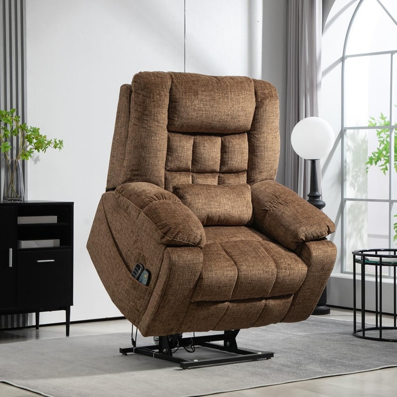 Flatship 4 Motors Power Lift Recliner,Adjustable Headrest Oversized Recliner Chair with Heat/Massage