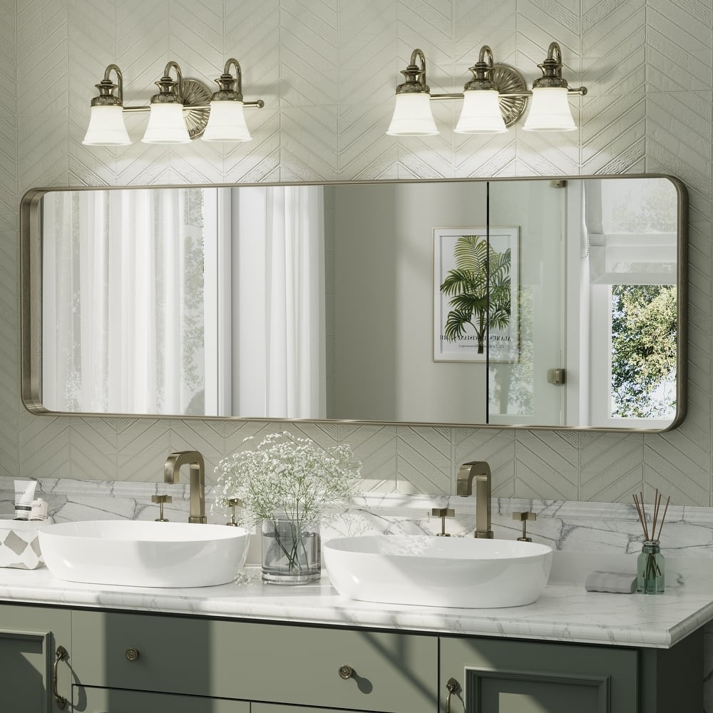 Aluminum Alloy Framed French Cleat Mounted Tempered Glass Wall Vanity Mirror