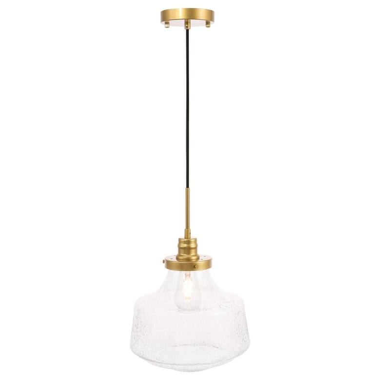 Klyli 11-inch 1-light Clear Seeded Glass Hanging Pendant
