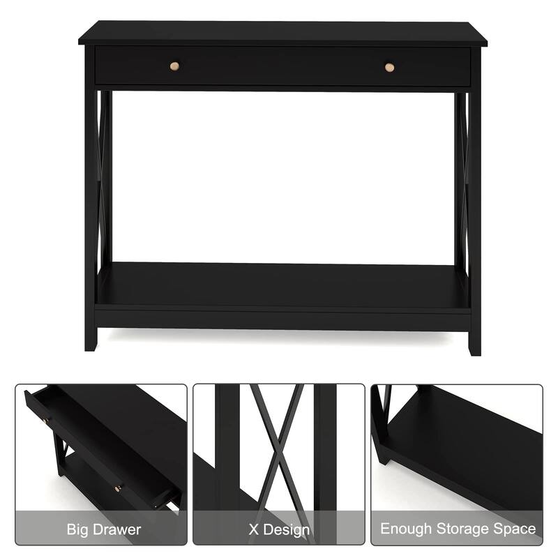Console Table with Drawer and Storage Shelves,Foyer Entryway Sofa Table for Living Room,Hallway