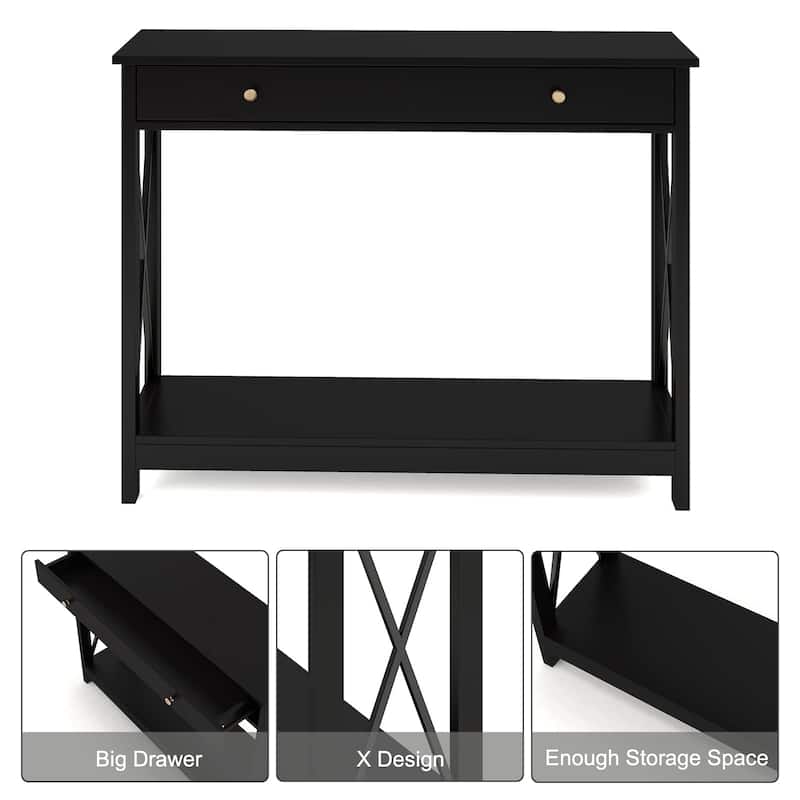 Foyer Entryway Console Table with 1 Drawer and Storage Shelves