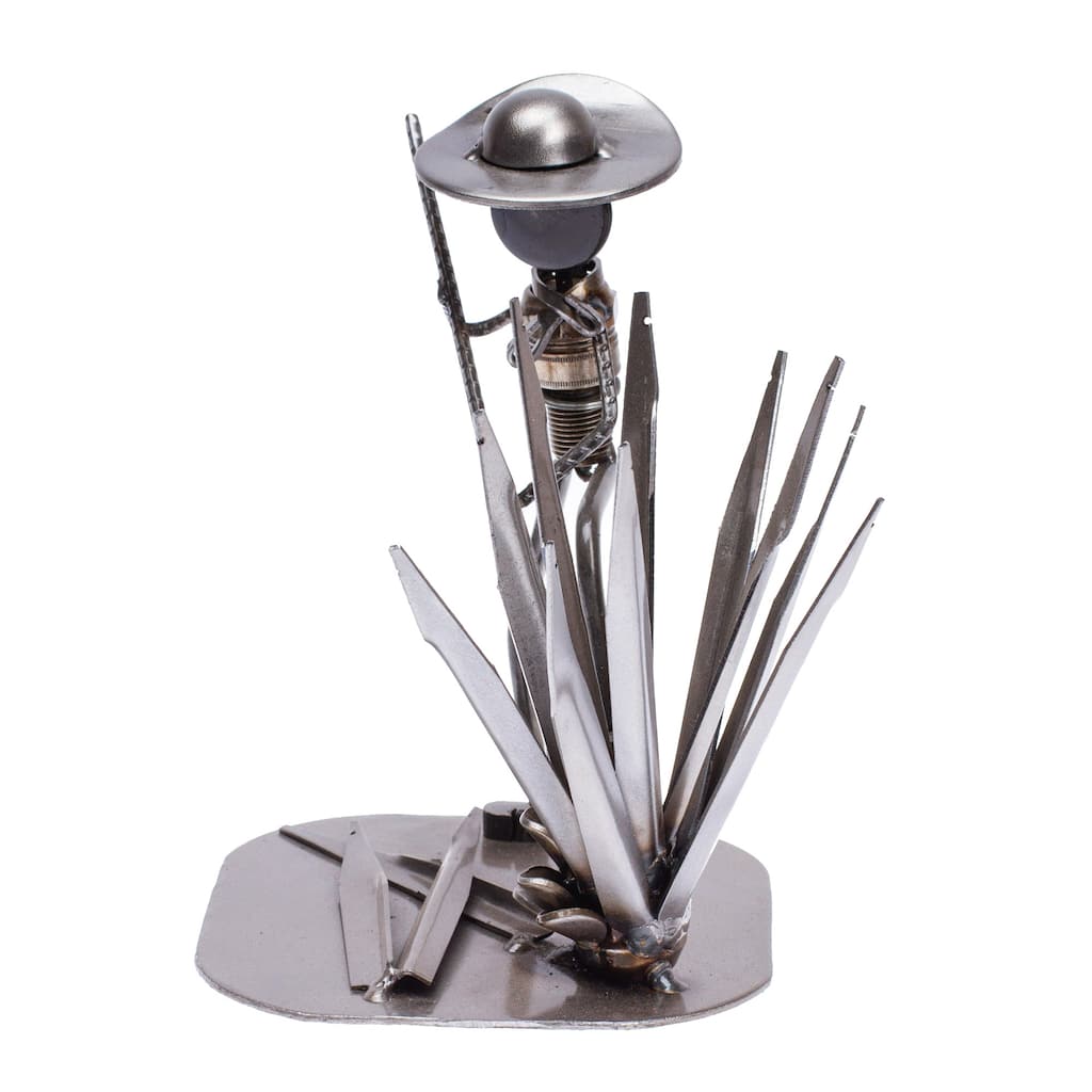 Novica Handmade Agave Harvester Upcycled Metal Sculpture