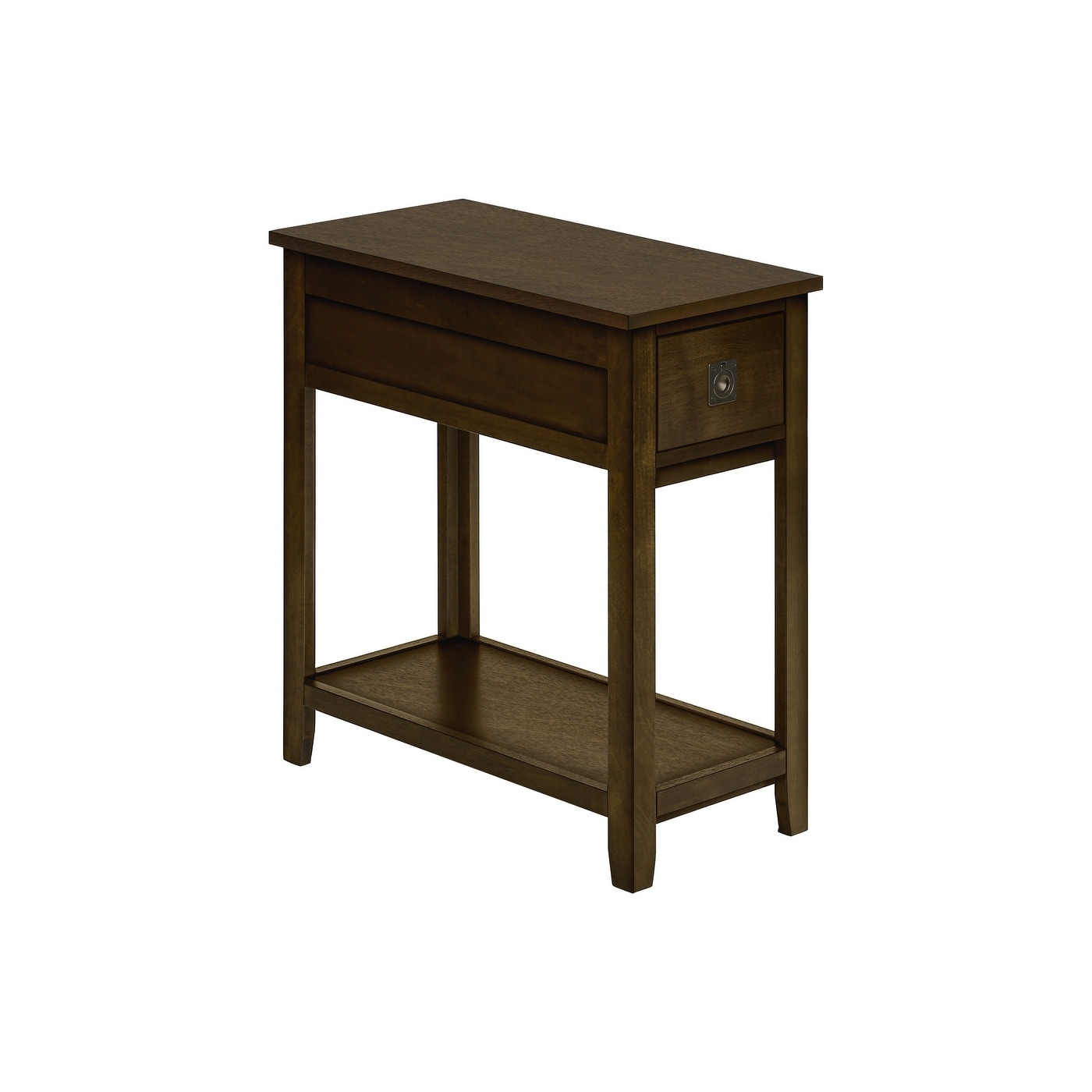Narrow Accent Table Nightstand With Storage Drawer Transitional Design In Warm Finish