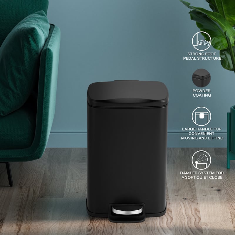 Innovaze 1.3 Gal./5 Liter Rectangular Step-on Trash Can for Bathroom and Office
