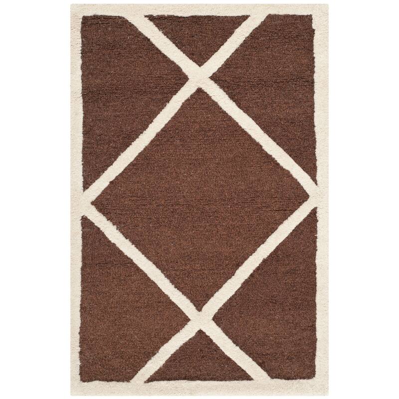 SAFAVIEH Handmade Cambridge Vija Modern Moroccan Wool Rug - 2' x 3' - Dark Brown/Ivory