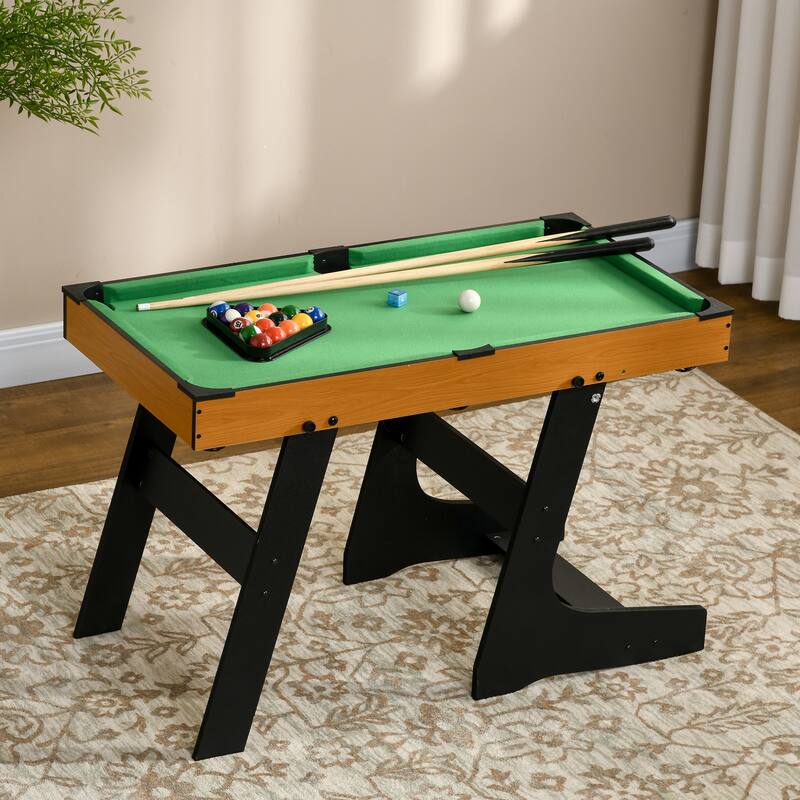 Soozier 38'' Foldable Mini Billiards Tabletop Game, Pool Table Set Fun for Whole Family Game Room Man Cave - Black