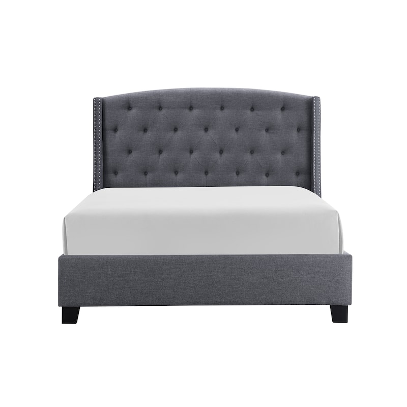 Nannie Gray Fabric Upholstered Tufted Panel Bed