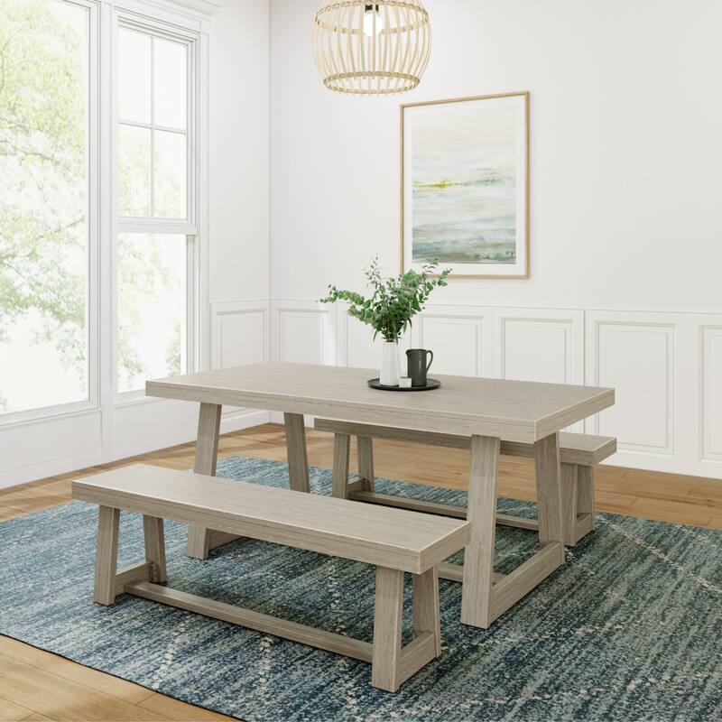 Plank and Beam 72" Classic Dining Table and Benches Set
