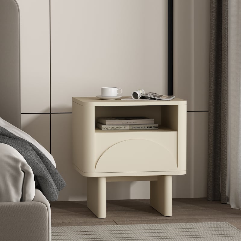 Manhattan Comfort Ella 20" Nightstand (1-Drawer) - Cream