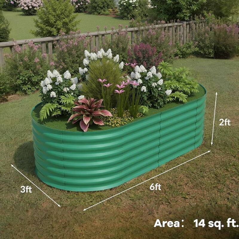 6x3x2ft 2Pcs Galvanized Raised Garden Bed Planter Boxes Outdoor, Green for Vegetables, Fruits, Flowers, Herbs - N/A