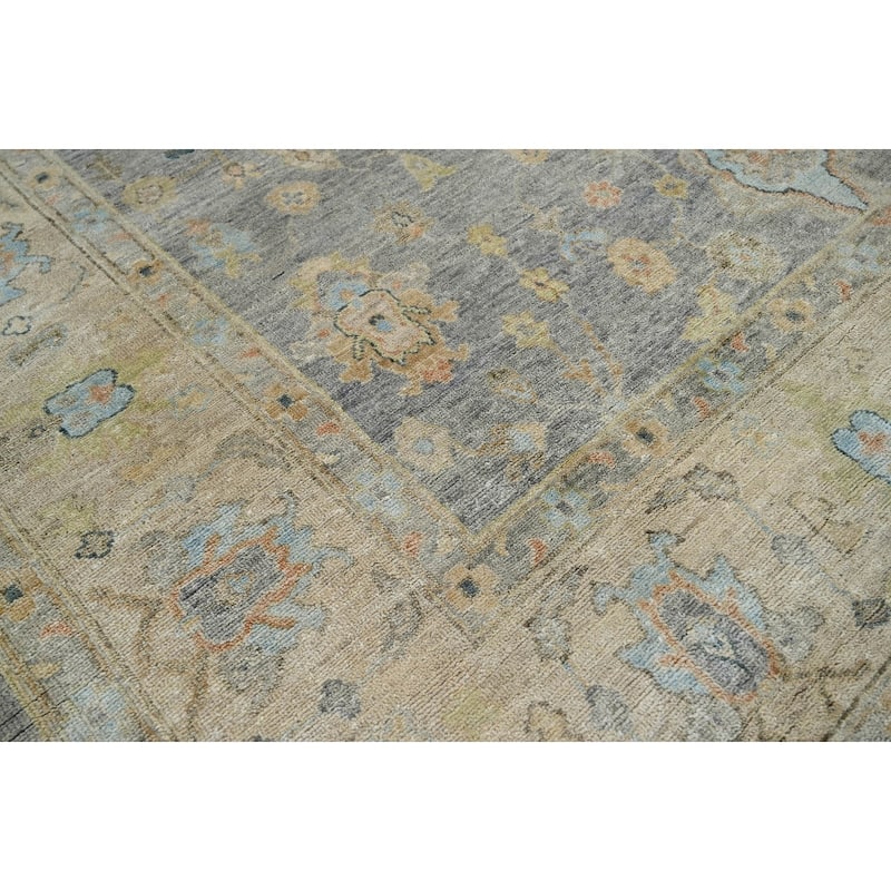 Multi Size Hand Knotted Blue Traditional Oushak Wool Oriental Area Rug