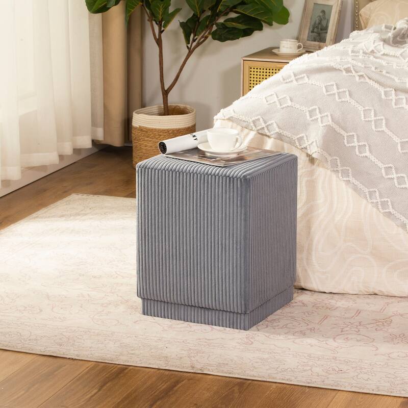 Adeco Ottoman Footrest Vanity Stool Gold Trim Footstool