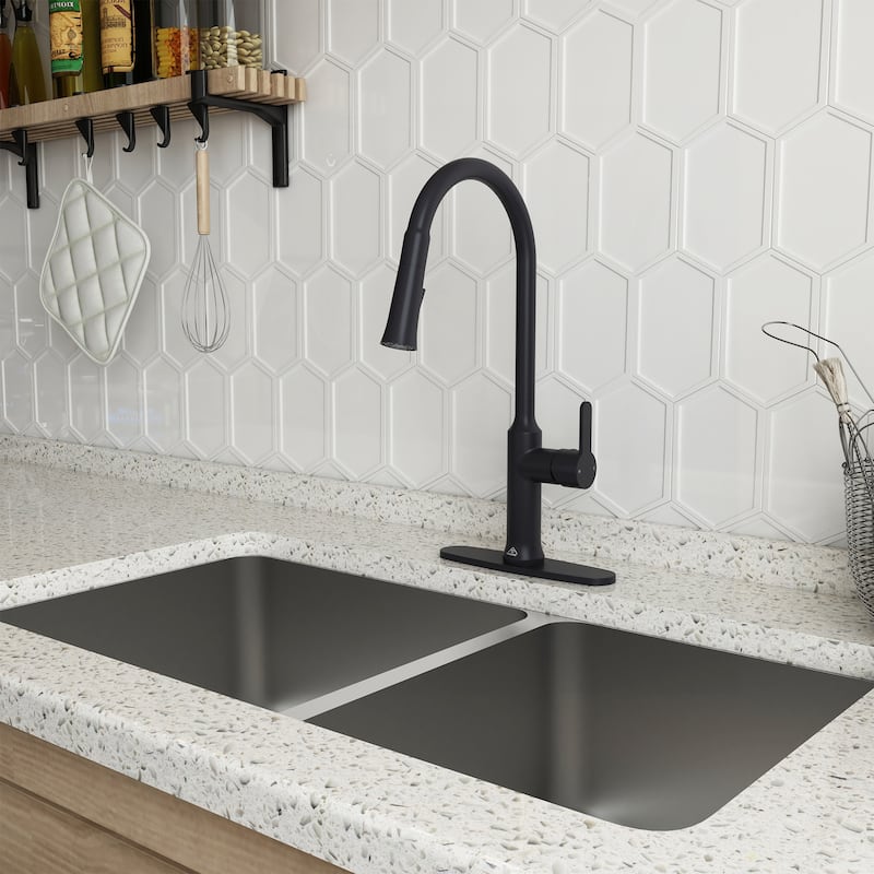 Kitchen Faucet Single-Handle Pull-Out Sprayer Kitchen Sink Faucet - Matte Black